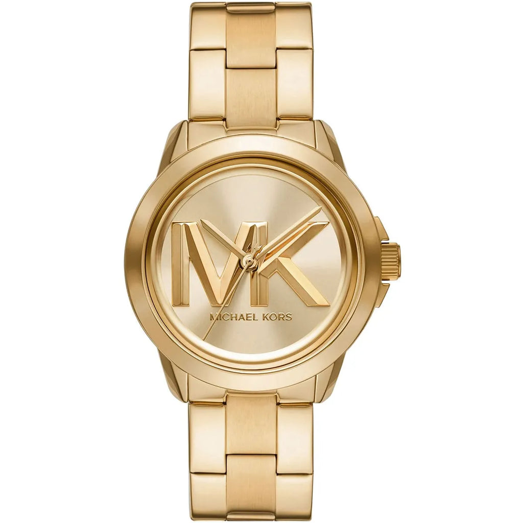 Michael Kors Brynn MK7317 Gold-Tone Watch with Oversized MK Logo Dial