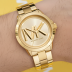 Michael Kors Brynn MK7317 Gold-Tone Watch with Oversized MK Logo Dial
