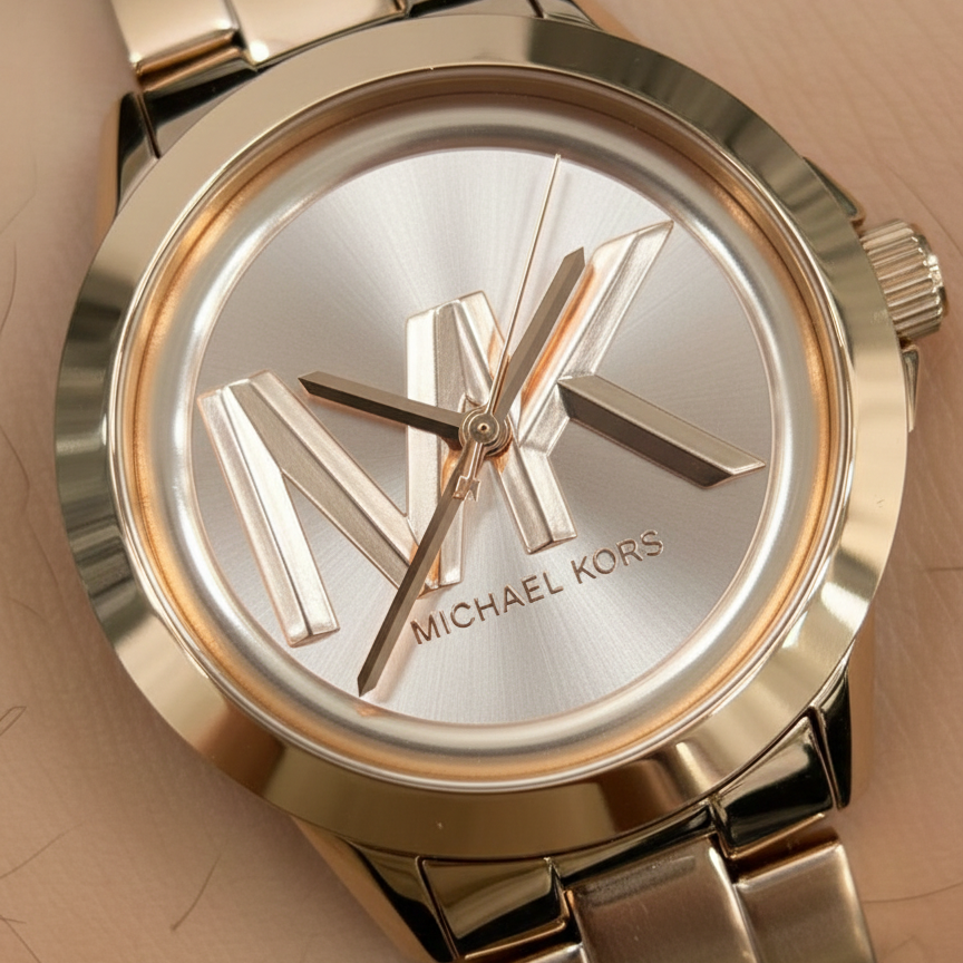 Michael Kors Brynn MK7318 Rose Gold Watch with Oversized MK Logo Dial