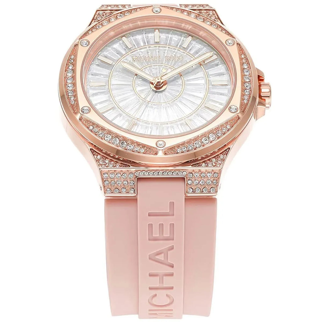 Michael Kors Camille MK7334 Rose Gold Glitz & Pink Silicone Watch