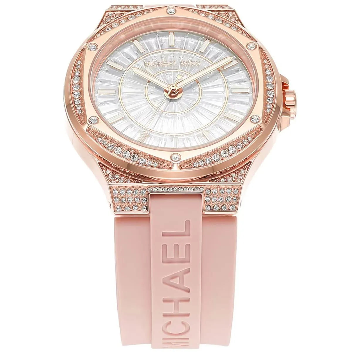 Michael Kors Camille MK7334 Rose Gold Glitz & Pink Silicone Watch