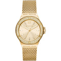 Michael Kors Lennox MK7335 Gold-Tone Watch with Mesh Bracelet and Crystal Bezel