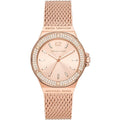 Michael Kors Lennox MK7336 Rose Gold-Tone Watch with Mesh Bracelet and Crystal Bezel
