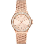 Michael Kors Lennox MK7336 Rose Gold-Tone Watch with Mesh Bracelet and Crystal Bezel
