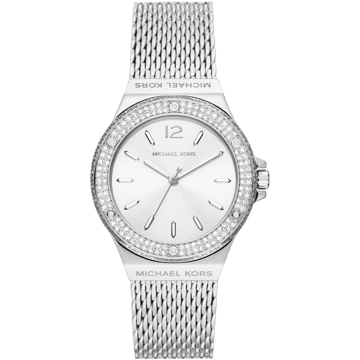 Michael Kors Lennox MK7337 Silver-Tone Watch with Mesh Bracelet and Crystal Bezel