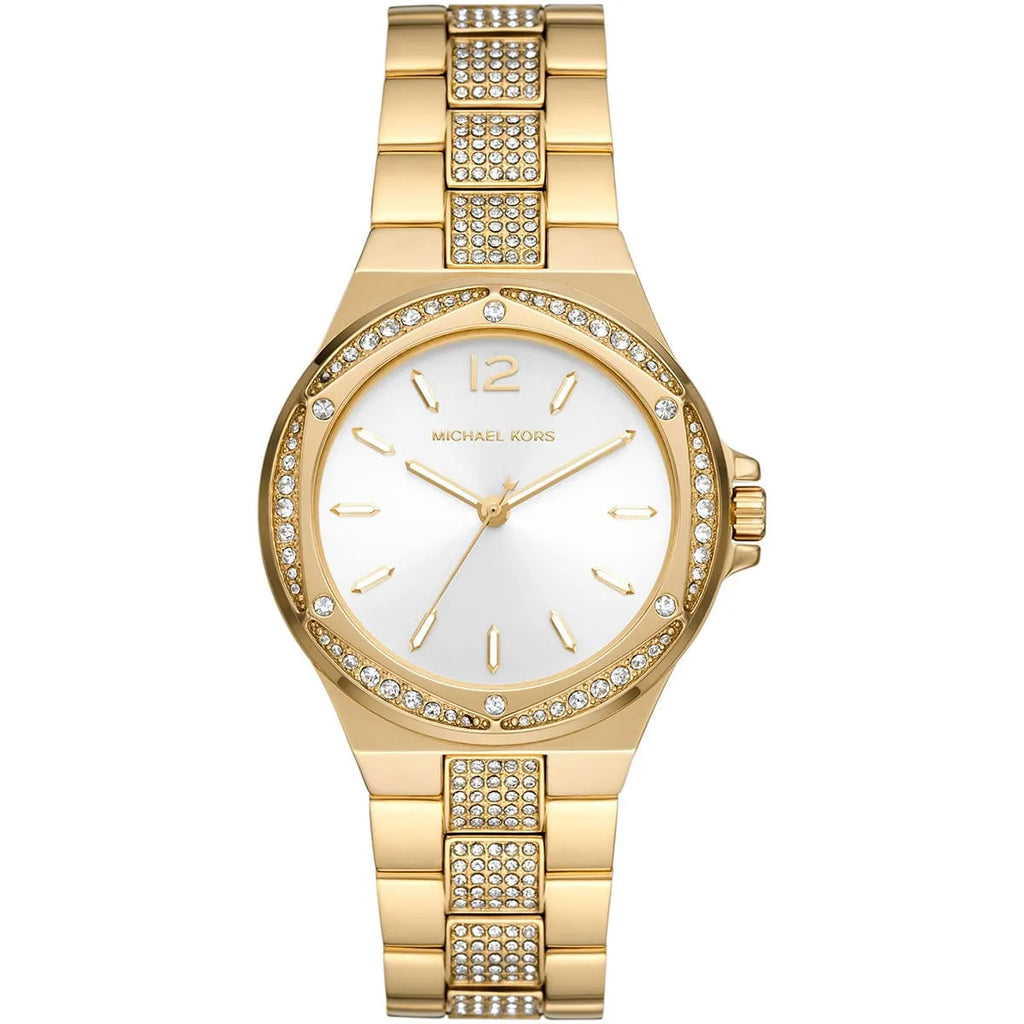 Michael Kors Lennox MK7361 Gold-Tone Watch with Pavé Crystal Bracelet