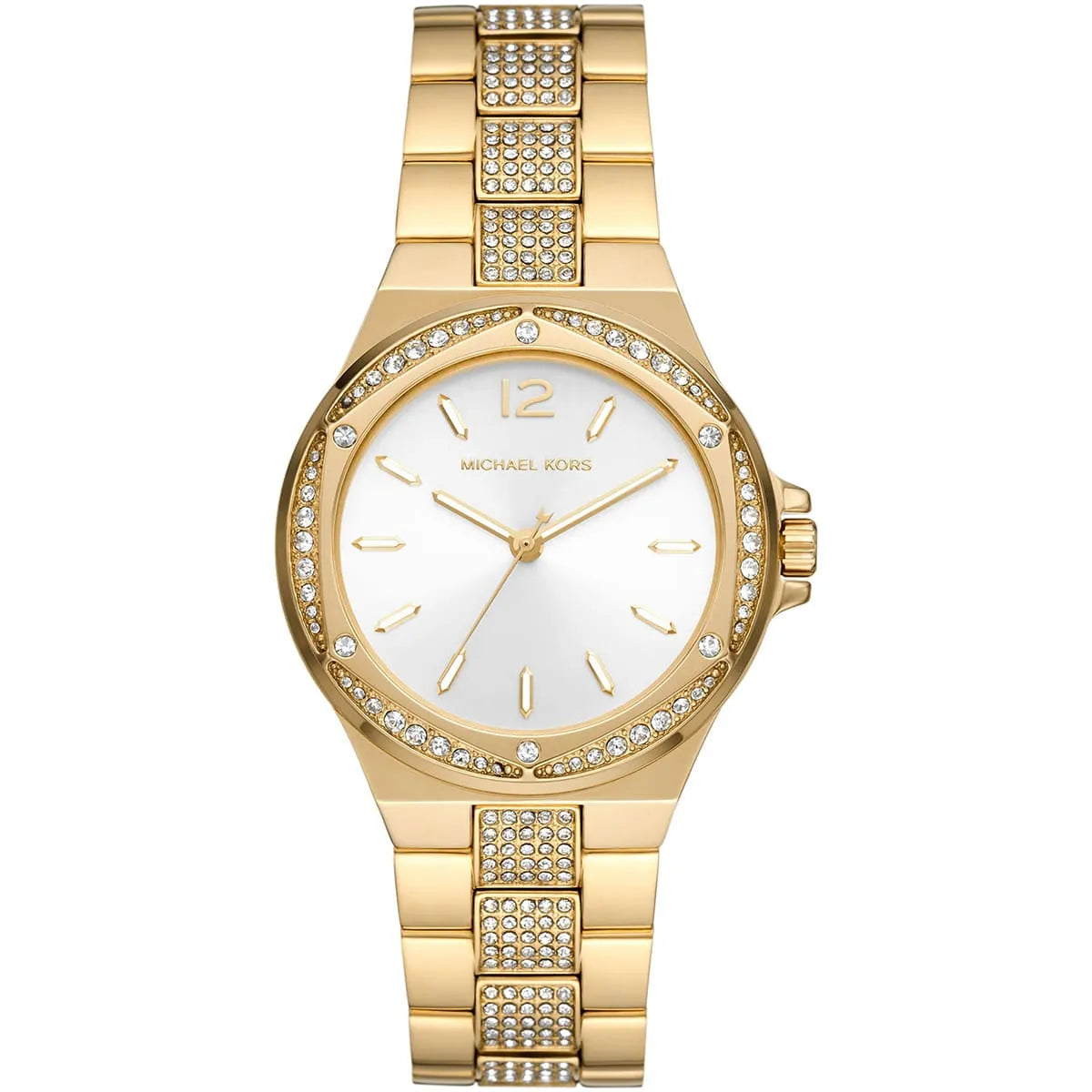 Michael Kors Lennox MK7361 Gold-Tone Watch with Pavé Crystal Bracelet