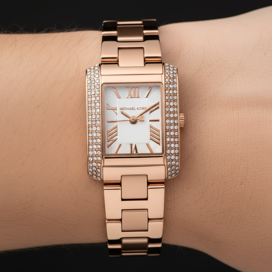 Michael Kors Emery MK7512 Rose Gold Rectangular Watch