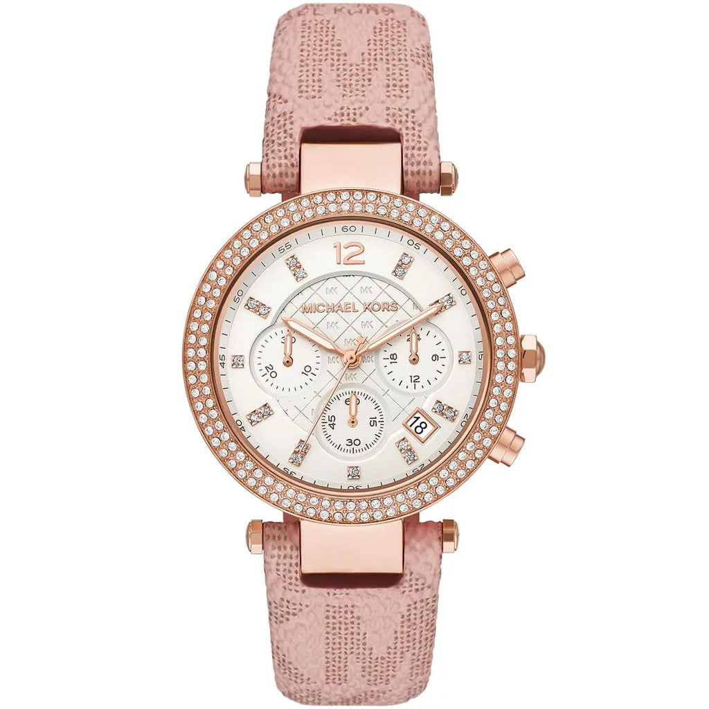 Michael Kors Parker MK6935 Rose Gold & Pink Logo Watch