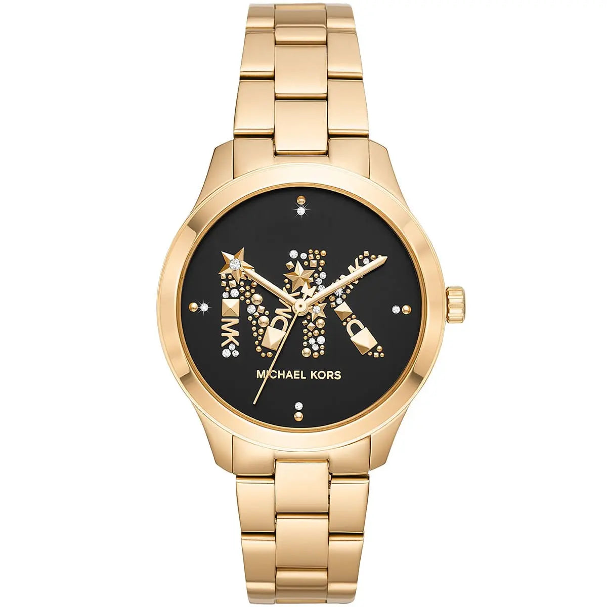 Michael Kors Runway MK6682 Gold & Black Studded Logo Watch