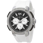 Michael Kors Sidney MK6947 Silver-Tone Black Dial White Rubber Women's Watch