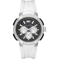 Michael Kors Sidney MK6947 Silver-Tone Black Dial White Rubber Women's Watch