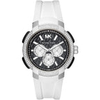 Michael Kors Sidney MK6947 Silver-Tone Black Dial White Rubber Women's Watch