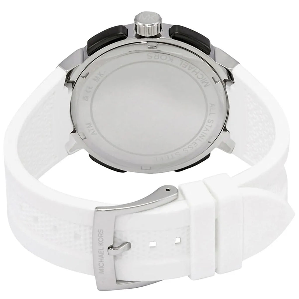 Michael Kors Sidney MK6947 Silver-Tone Black Dial White Rubber Women's Watch