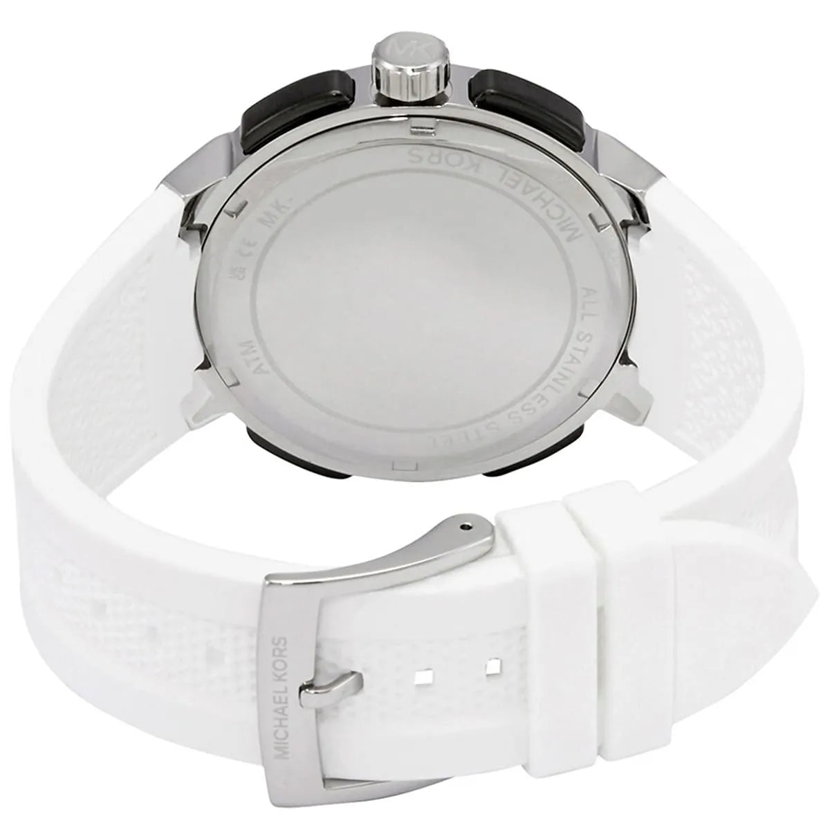 Michael Kors Sidney MK6947 Silver-Tone Black Dial White Rubber Women's Watch