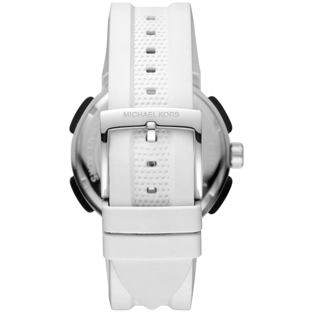 Michael Kors Sidney MK6947 Silver-Tone Black Dial White Rubber Women's Watch