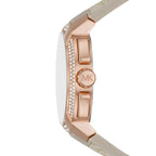 Michael Kors Sidney MK6949 Rose Gold-Tone Crystal Grey Logo Rubber Women's Watch