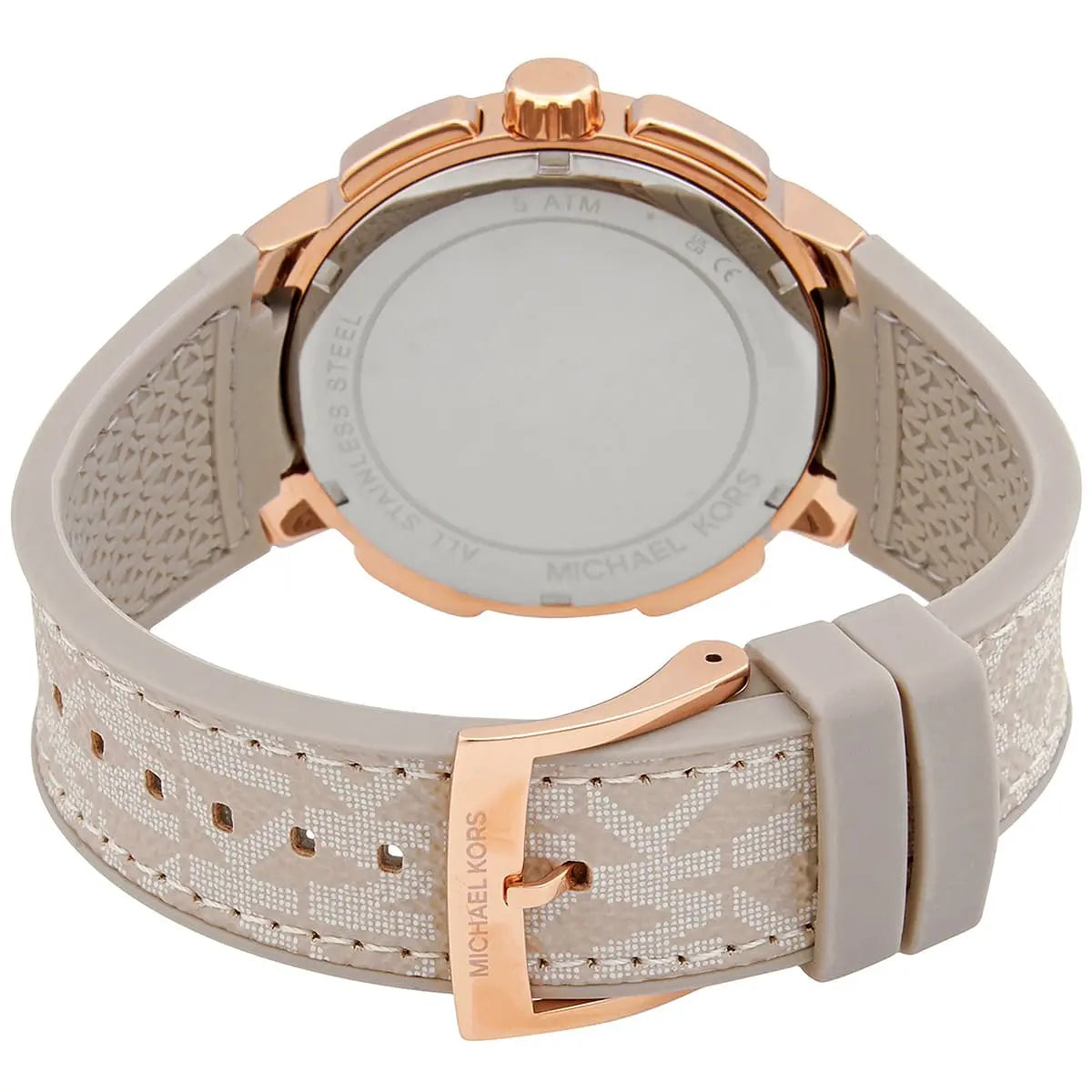 Michael Kors Sidney MK6949 Rose Gold-Tone Crystal Grey Logo Rubber Women's Watch