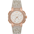 Michael Kors Sidney MK6949 Rose Gold-Tone Crystal Grey Logo Rubber Women's Watch