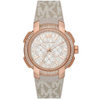 Michael Kors Sidney MK6949 Rose Gold-Tone Crystal Grey Logo Rubber Women's Watch