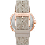Michael Kors Sidney MK6949 Rose Gold-Tone Crystal Grey Logo Rubber Women's Watch