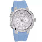 Michael Kors Sidney MK7220 Silver-Tone Crystal Blue Rubber Strap Women's Watch