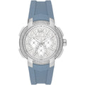 Michael Kors Sidney MK7220 Silver-Tone Crystal Blue Rubber Strap Women's Watch