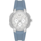 Michael Kors Sidney MK7220 Silver-Tone Crystal Blue Rubber Strap Women's Watch