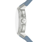 Michael Kors Sidney MK7220 Silver-Tone Crystal Blue Rubber Strap Women's Watch