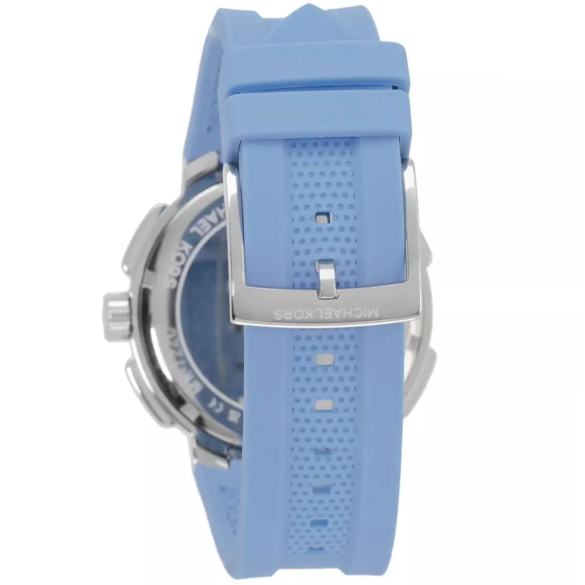 Michael Kors Sidney MK7220 Silver-Tone Crystal Blue Rubber Strap Women's Watch