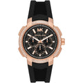 Michael Kors Sidney MK7245 Rose Gold-Tone Crystal Black Dial Rubber Women's Watch
