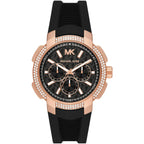Michael Kors Sidney MK7245 Rose Gold-Tone Crystal Black Dial Rubber Women's Watch