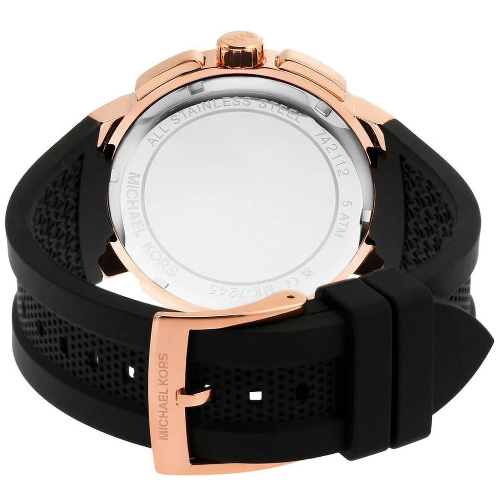 Michael Kors Sidney MK7245 Rose Gold-Tone Crystal Black Dial Rubber Women's Watch