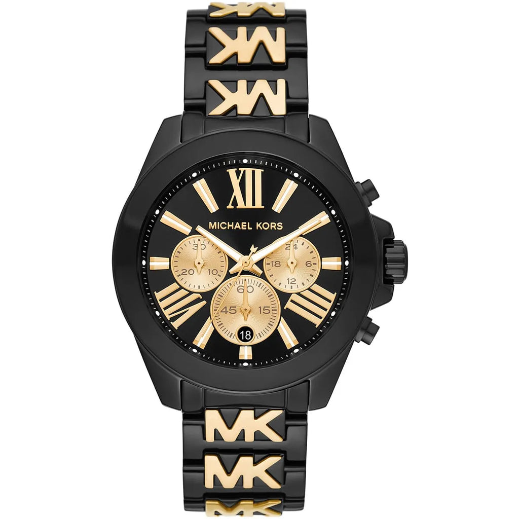 Michael Kors Wren MK6978 Black & Gold Chronograph Logo Watch