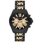Michael Kors Wren MK6978 Black & Gold Chronograph Logo Watch