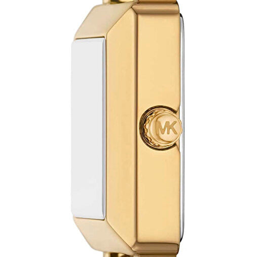 Michael Kors Emery MK1218 Square Gold-Tone Metallic Leather Watch