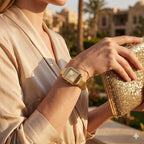 Michael Kors Emery MK1218 Square Gold-Tone Metallic Leather Watch