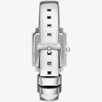 Michael Kors Emery MK1219 Square Silver-Tone Metallic Leather Watch