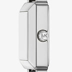 Michael Kors Emery MK1219 Square Silver-Tone Metallic Leather Watch