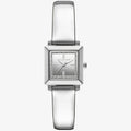 Michael Kors Emery MK1219 Square Silver-Tone Metallic Leather Watch
