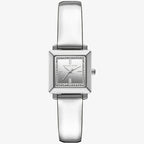 Michael Kors Emery MK1219 Square Silver-Tone Metallic Leather Watch
