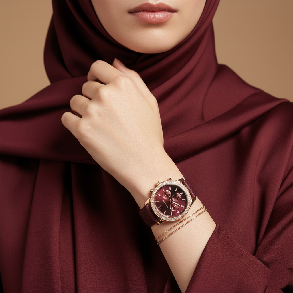 ساعة مايكل كورس كاميل MK2967 باللون الذهبي الوردي مع حزام بشعار MK باللون العنابي