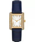 Michael Kors Emery MK2982 Rectangular Gold Tone Navy Blue Leather Women Watch