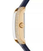 Michael Kors Emery MK2982 Rectangular Gold Tone Navy Blue Leather Women Watch