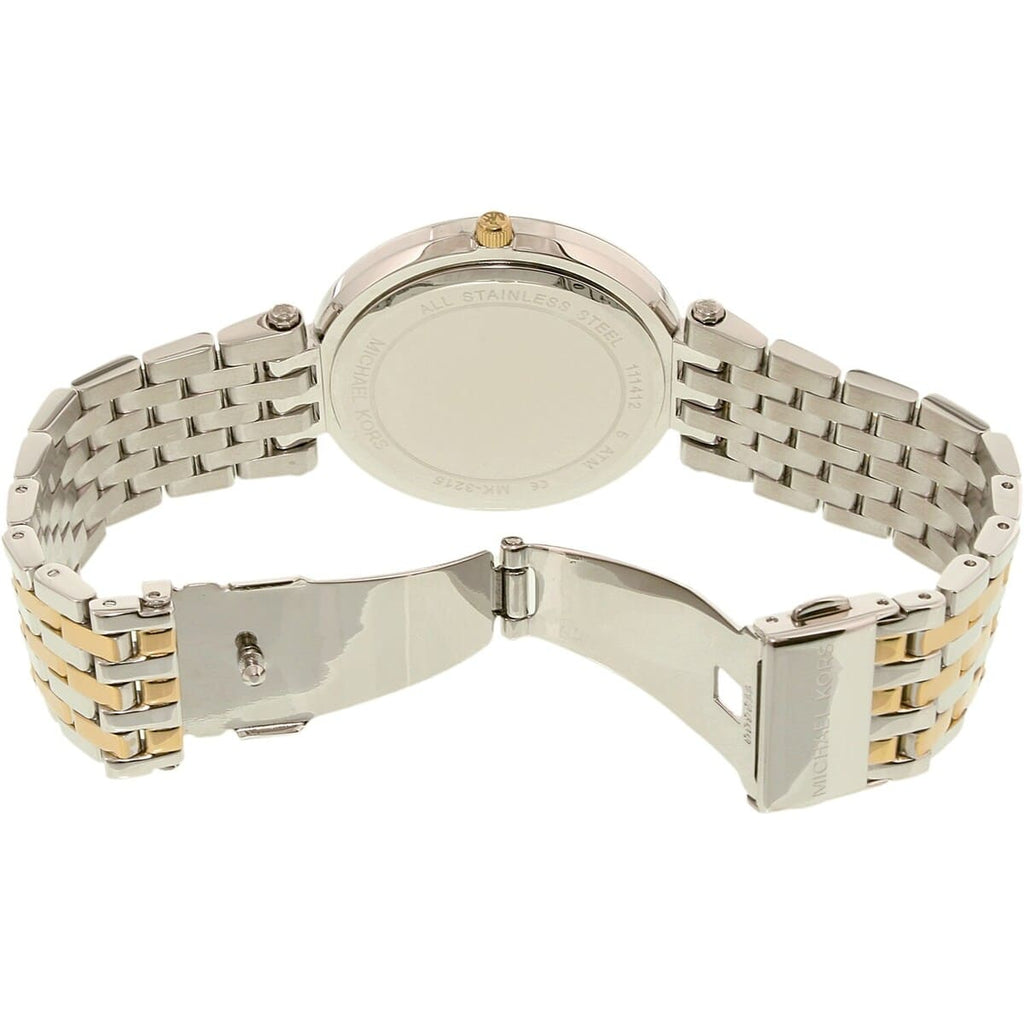Michael Kors Darci MK3215 Two-Tone Watch with Silver Sunray Dial and Crystal Bezel