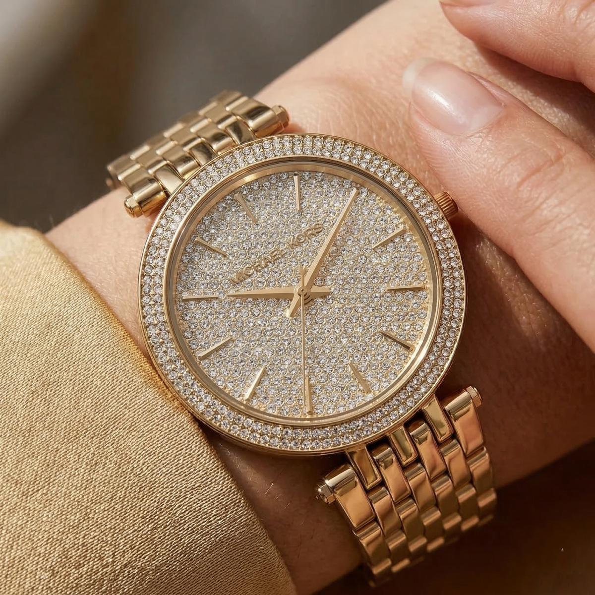 Michael Kors Darci MK3438 Gold-Tone Full Pavé Crystal Women's Watch