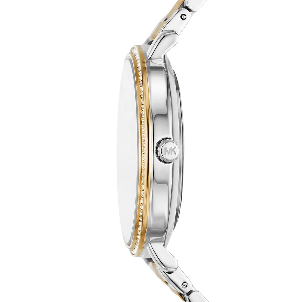 Michael Kors Pyper MK4595 Two-Tone Silver & Gold MK Logo White Dial Women's Watch