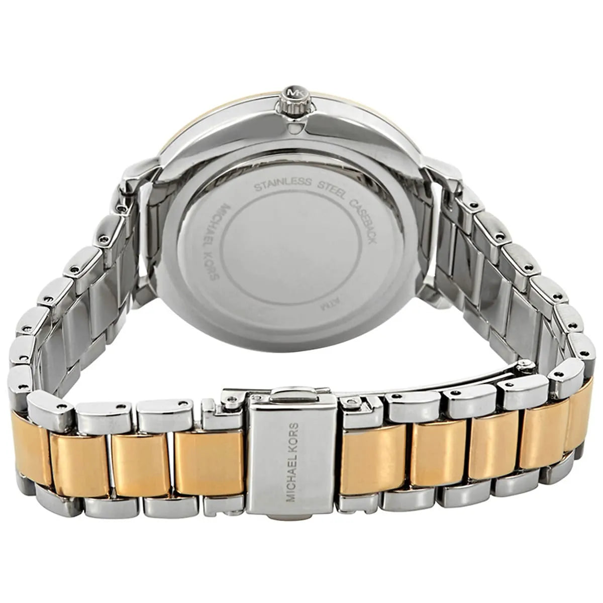 Michael Kors Pyper MK4595 Two-Tone Silver & Gold MK Logo White Dial Women's Watch