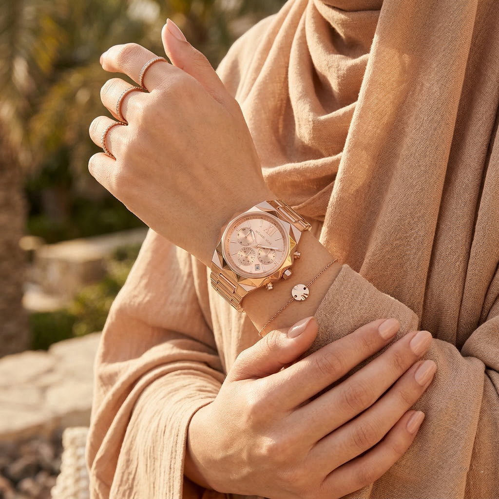 Michael Kors Raquel MK4688 Rose Gold-Tone Chronograph Geometric Case Women's Watch