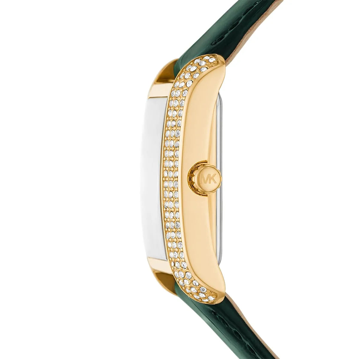 Michael Kors Emery MK4697 Rectangular Rose Gold Tone Green Leather Women Watch